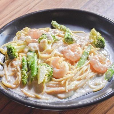 海老と野菜のたらこクリーム