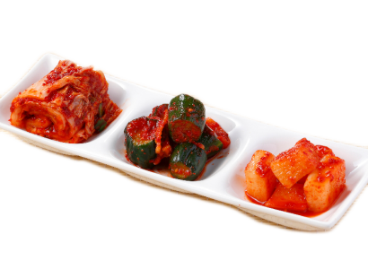 Assortment of three kinds of kimchi