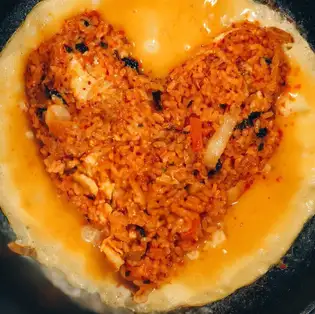 The final dish is bokkeumbap (fried rice).