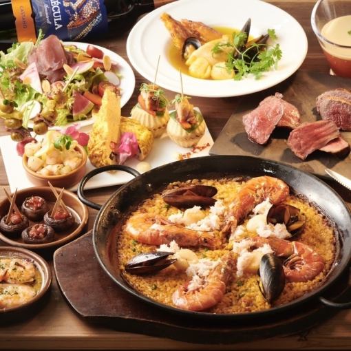 [Premium] Hokkaido seafood paella and carefully selected charcoal-grilled meat course, 120 minutes, all-you-can-drink, 12 kinds, 7 dishes