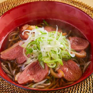 Soba noodles with duck and green onions