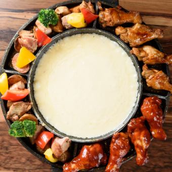 "BBQ & UFO Cheese Fondue Half & Half Course" 3 hours of all-you-can-drink included, 7 dishes total: 3,500 yen