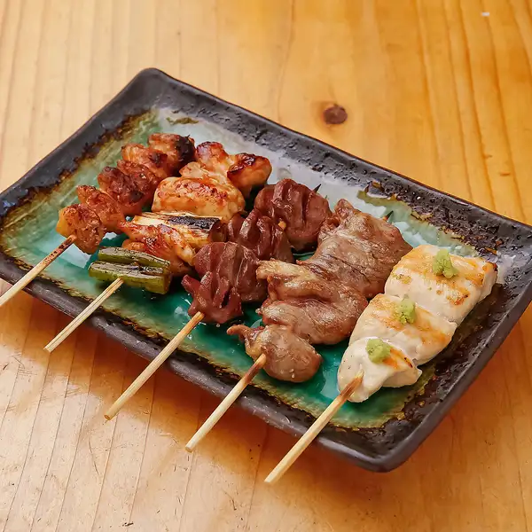 大山鶏串の五本盛り合わせ