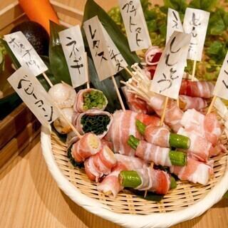 ヘルシーだけどボリューム満点♪創作野菜串が名物です!