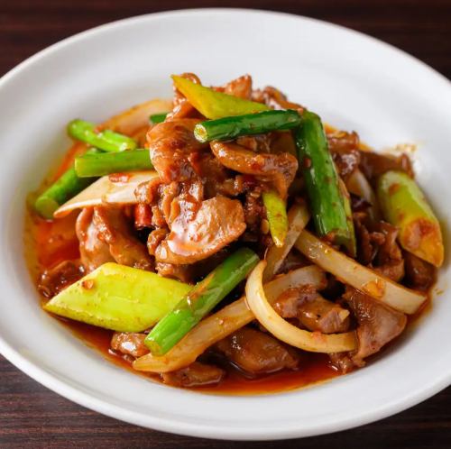 辣炒鸡胗和蒜苗