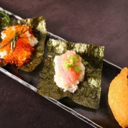 Taste comparison of three types of hand-rolled sushi