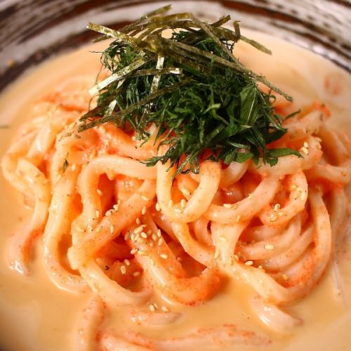 Cold udon noodles with sea urchin cream and cod roe