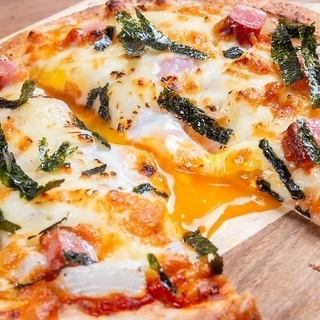 【長芋とベーコンの半熟玉子ピザ】食感の楽しさと味わいを存分にご堪能ください◎