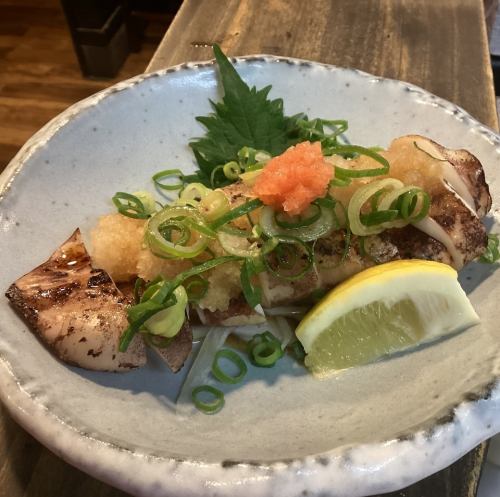 スルメイカ一本焼き　おろしぽん酢