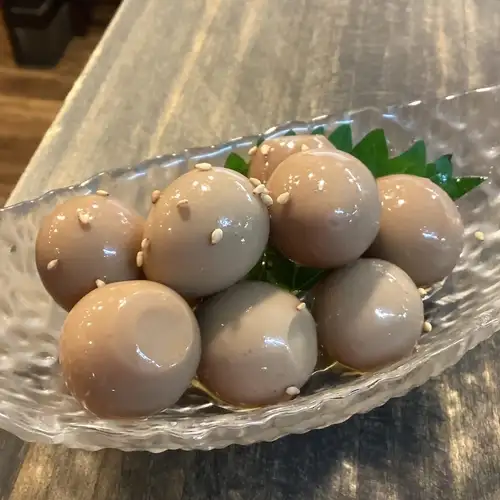 Quail eggs simmered in soy sauce