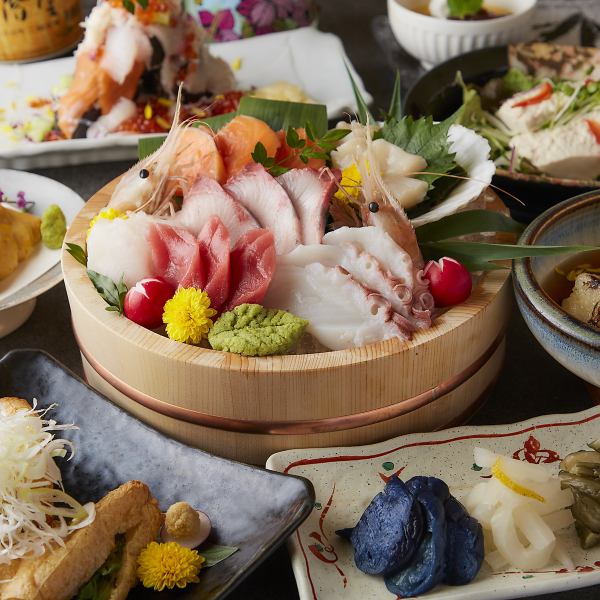 【仙台駅のご宴会・飲み会】季節の料理や海鮮を楽しめるコースをご用意。銘柄焼酎・日本酒も豊富です♪