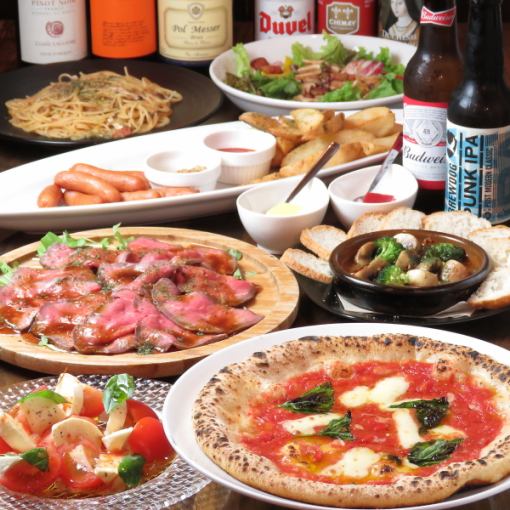 The most popular course is the 6,000 yen course with 9 main dishes, pasta, and pizza, and 2 hours of all-you-can-drink.