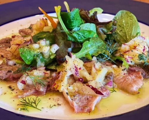 まぐろホホ肉炙りカルパッチョ