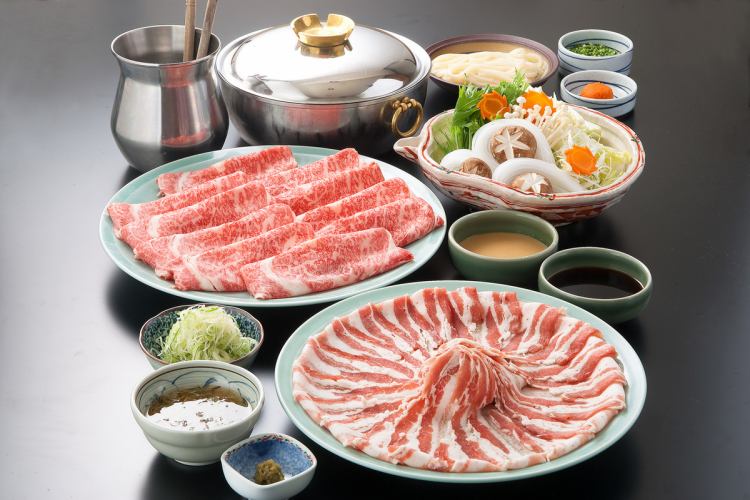 All-you-can-eat domestic beef and black pork (Kagoshima) shabu