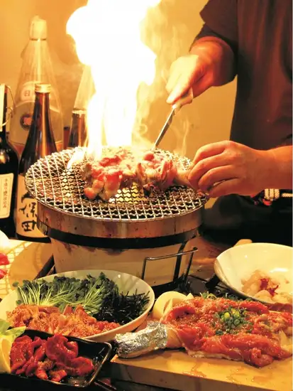 宮崎地鶏や薩摩地鶏を七輪で堪能!!厳選食材をお楽しみください