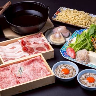 ☆신명물☆카후쿠 오리지널 일품 스키야키【흑모와규(리브로스 or 사로인과 아구의 먹어 비교)】