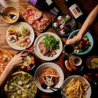 【プレミアムコース】180分飲み放題！30種から選べる名物ピザ＆生ハム盛合せなど全14品★4500円