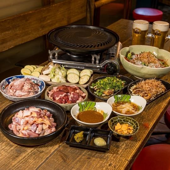 [Chicken Yakiniku Course] Includes 120 minutes of all-you-can-drink ◆ 10 dishes including 2 types of delicious grilled octopus and 6 types of grilled chicken for 4,000 yen