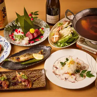 鰻寿司、鮎の塩焼き、柚子と蛸のしゃぶしゃぶ等『梅』コース◆2H飲放題付4980円(税込)