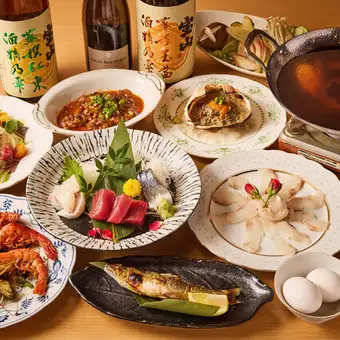 【黒毛和牛×旬魚しゃぶしゃぶ】刺身3点・ビーフシチューなど全8品『竹』コース◆生付2H飲放題付
