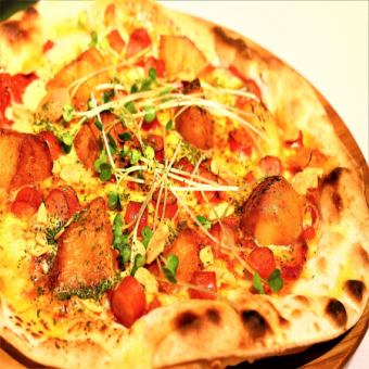 HOT Garlic Pizza with Chorizo and Potatoes