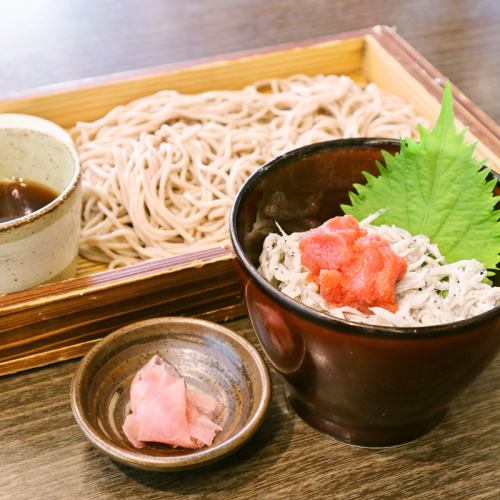 ミニしらす明太ご飯とお蕎麦