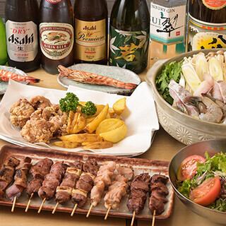 《全7品》絶品やきとり・豚ネギタン塩・えび塩焼きといった逸品を堪能！宴会におすすめプラン◆