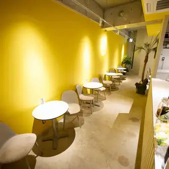 We have seven tables that seat two people each.Reservations are accepted for one person or more.
