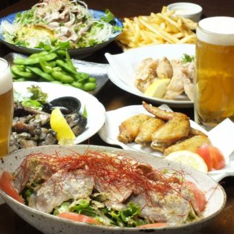【テラス席もOK!!夏期限定】2時間飲放題付☆焼肉風サラダ含むぶん福コース♪全7品4950円→4500円