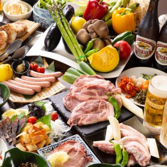 【夏季限定！夏の黒豚贅沢コース】黒豚スペアリブ含む全9品＆3時間飲み放題付き♪6000円→5500円