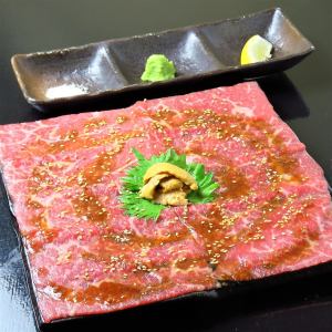 Specially selected wagyu beef and carefully selected sea urchin yukhoe