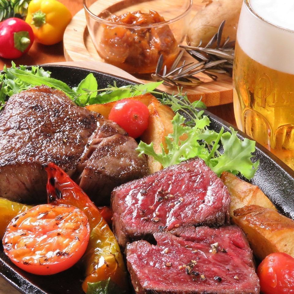 您可以以合理的價格享用使用國產牛肉的“陳年牛肉”和5桶精選生啤酒。