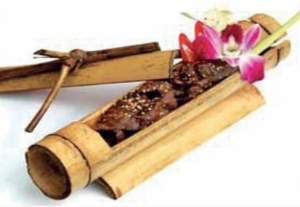 Grilled beef and bamboo