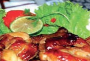 Grilled chicken with lemon leaves