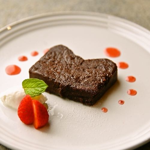 Moist chocolate terrine with caramelized nuts