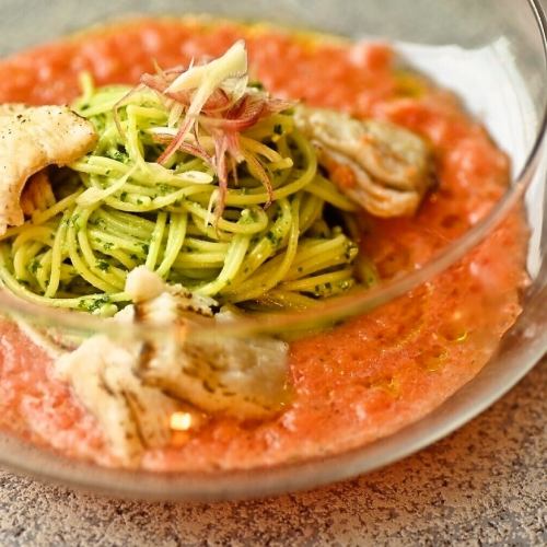 Capellini with conger eel and kelp