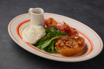 Cardamom-scented baked apple, roasted yogurt, prosciutto (maple syrup)