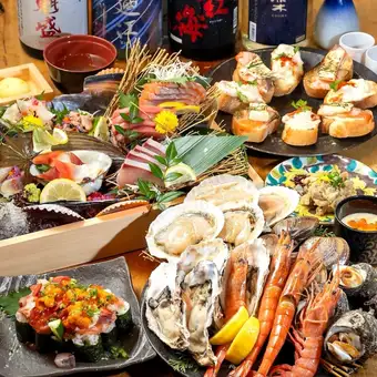 豪華お造りと浜焼き付!!【女子会・宴会に◎】秋の貝采堂!!贅沢コース 全19品