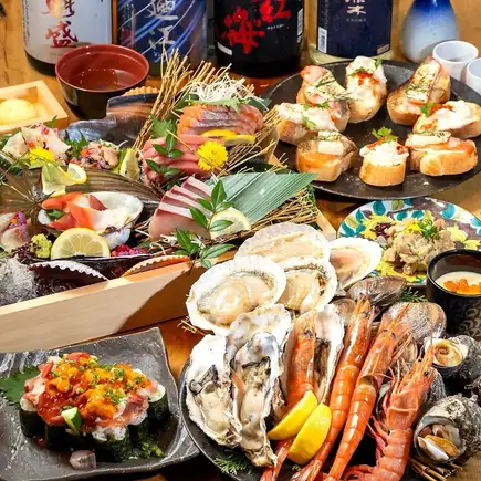 豪華お造りと浜焼き付!!【女子会・宴会に◎】秋の貝采堂!!贅沢コース 全19品