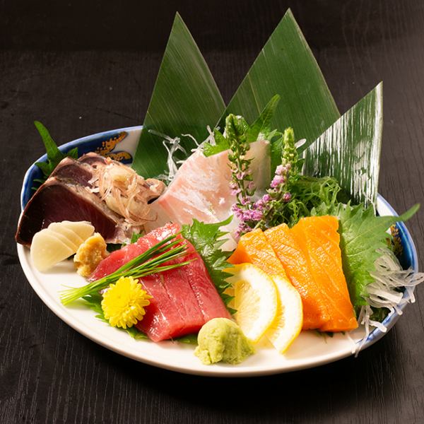 鶏と魚の海鮮刺身四点盛り