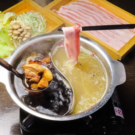 宴会【飲み会・接待に】2時間飲放題全9品『特選2色鍋コース』6000円