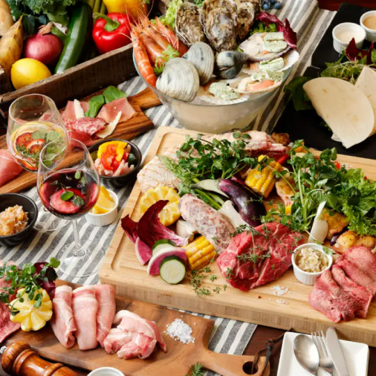 【150分飲み放題付】テラス限定!ラグジュアリーBBQ<全19品> 7,150円 宴会・合コン・飲み会・貸切