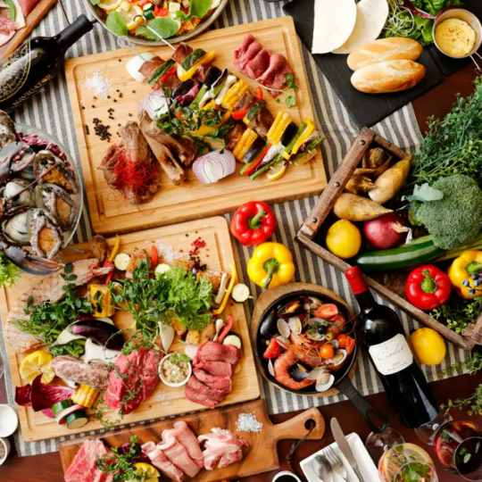 【150分 飲み放題付】テラス限定! ラグジュアリーBBQ<全26品> 10,450円 贅沢食材でご宴会