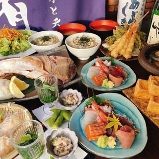 5,000日圓<<含2小時無限暢飲>生魚片、天婦羅、漁家湯等10種豪華料理