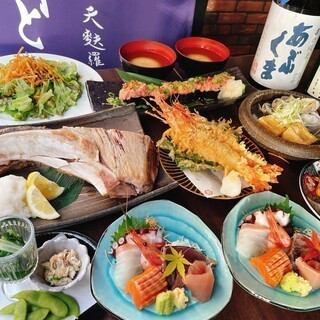 6,000円≪２時間飲み放題付き≫豪華刺身＆天ぷら　特選お料理１１品コース