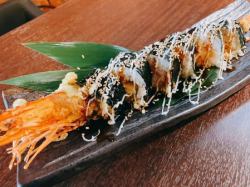 Unrolled shrimp tempura roll