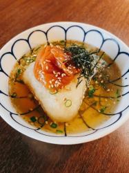 Deep-fried rice balls with ochazuke (salmon and plum)