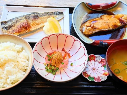 Boiled fish and grilled fish set meal