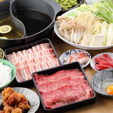 ☆Original [Beef shabu & pork shabu pork + all-you-can-eat special dishes] 120 minutes, all-you-can-drink including draft beer