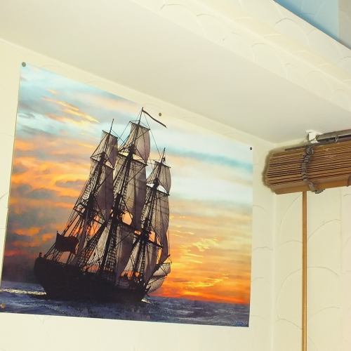 店内には至る所に船が☆